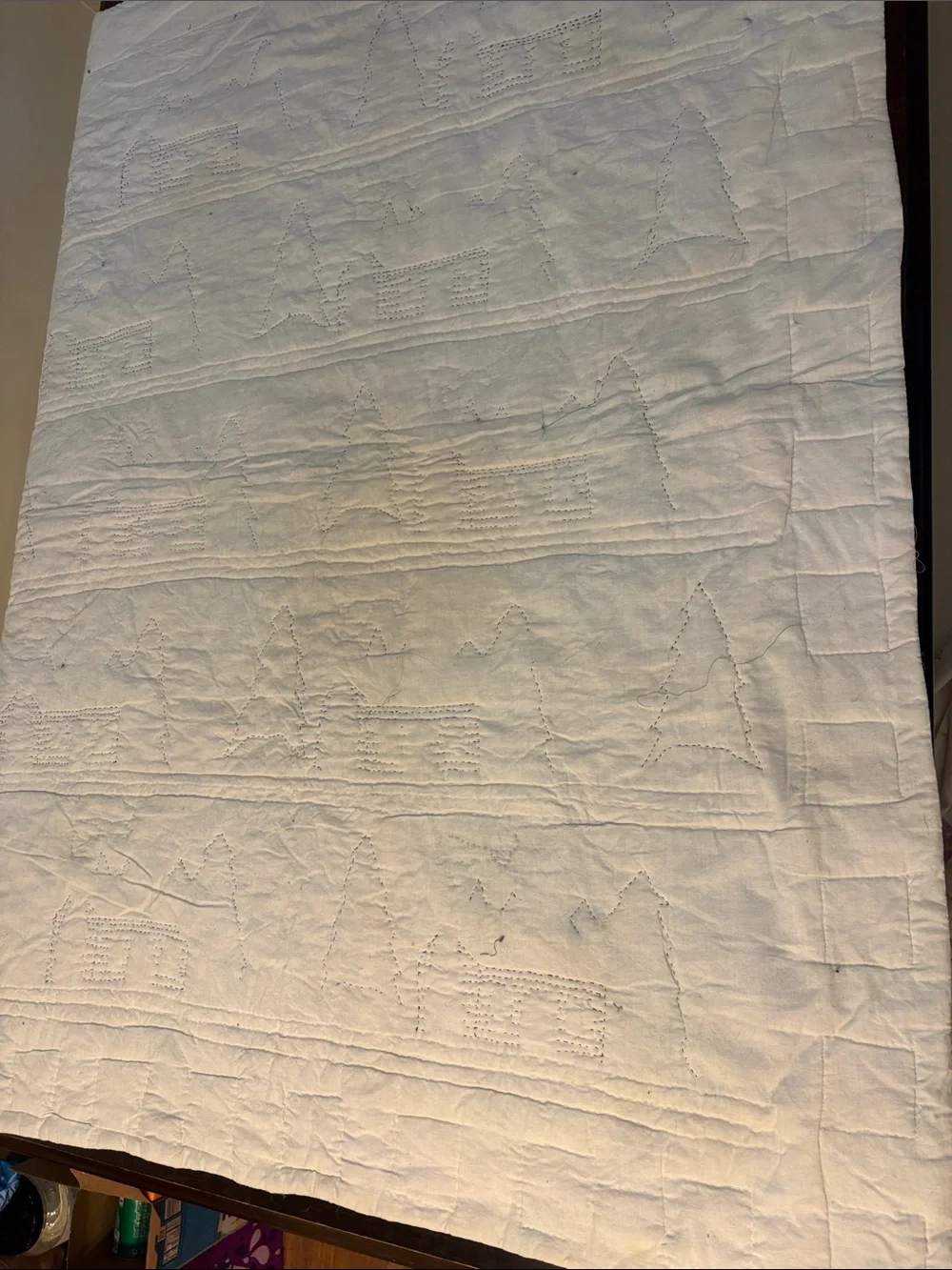 Hand stitched  Winter Cabin Quilt